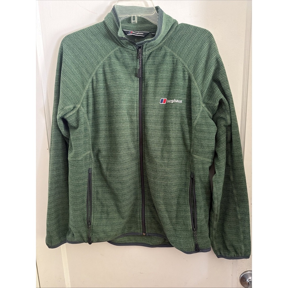 Berghaus Fleece Mens Medium Green Full Zip Jumper Hiking Walk Sweater Outdoor*
